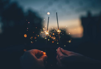 celebrating the holiday with sparklers