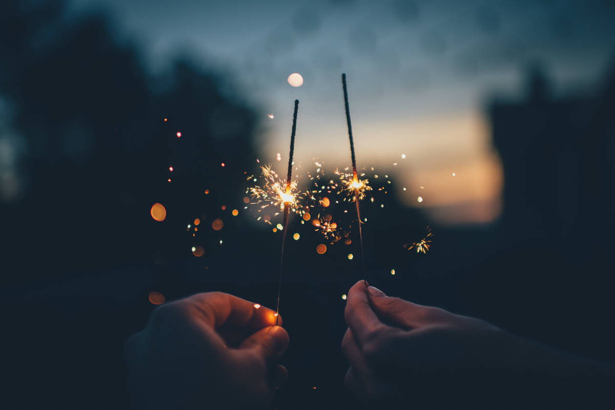 celebrating the holiday with sparklers