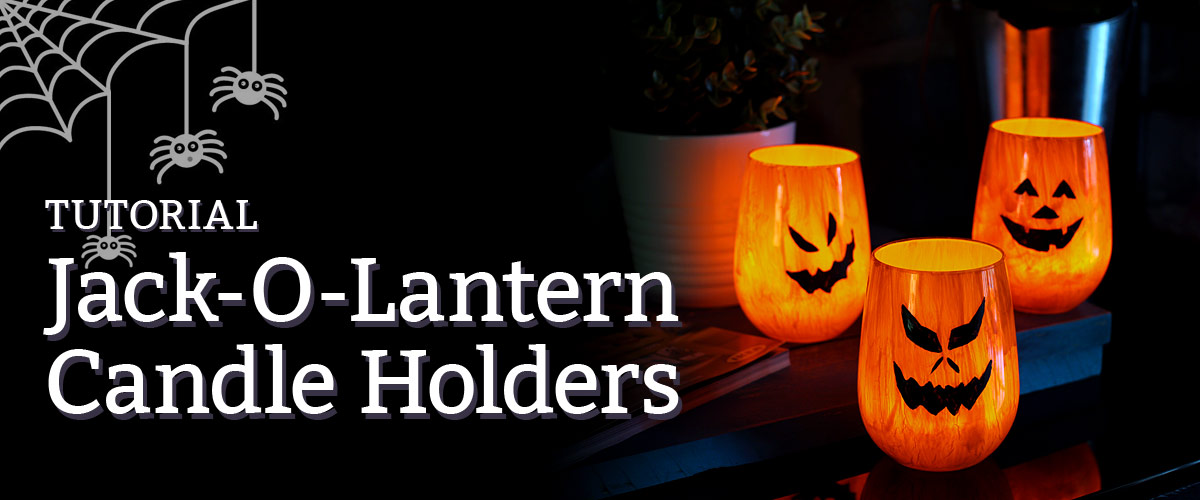 Jack-O-Lantern candle holder tutorial